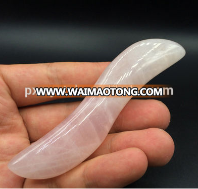 Natural rose crystal quartz gemstone massage wand