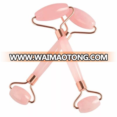 Natural Rose Quartz Roller Gua Sha Scrpaer Facial Massager Welded Crystal Roller